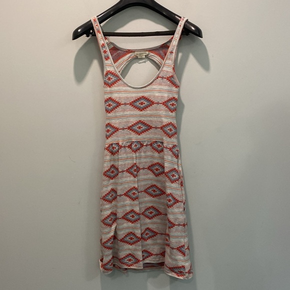 Obey Aztec Patterned Mini Dress Red and Grey - Picture 2 of 11